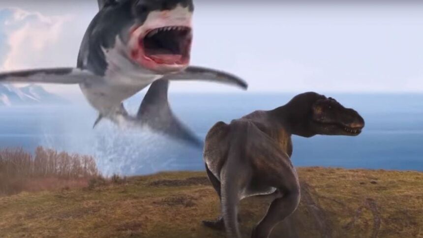 Sharknado 6 Uno squalo combatte un T-Rex