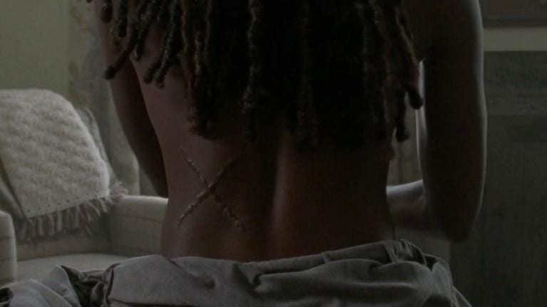 X sulla schiena di Michonne