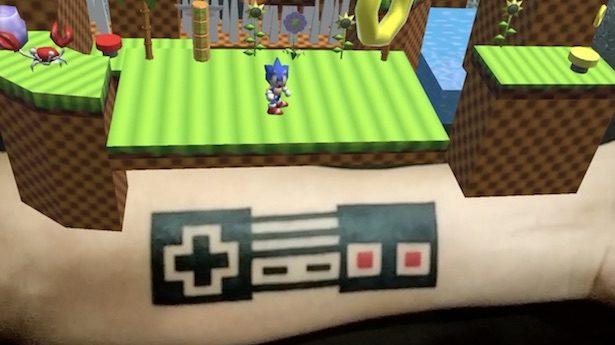 tatuaggio in realtà aumentata sonic the hedgehog
