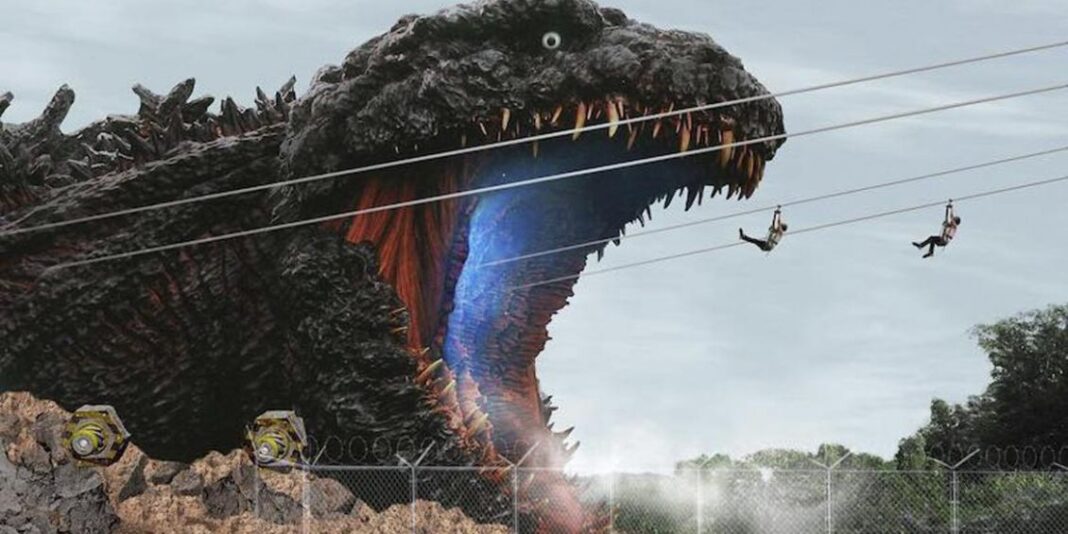 godzilla teleferica attrazione Nijigen no Mori
