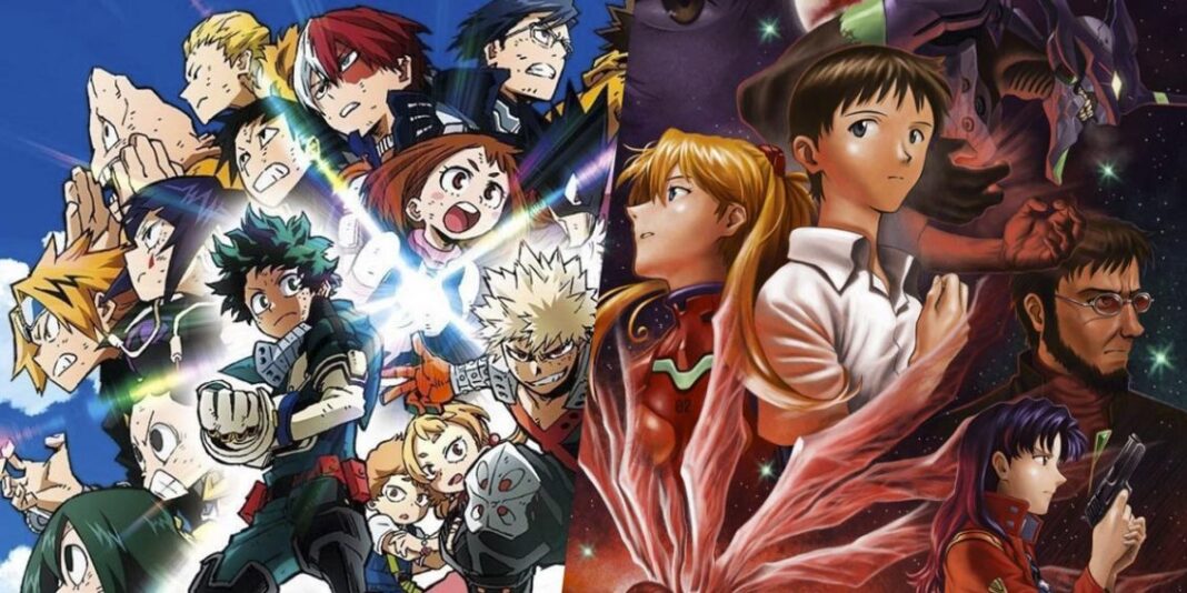 my hero academia heroes rising the end of evangelion Dynit