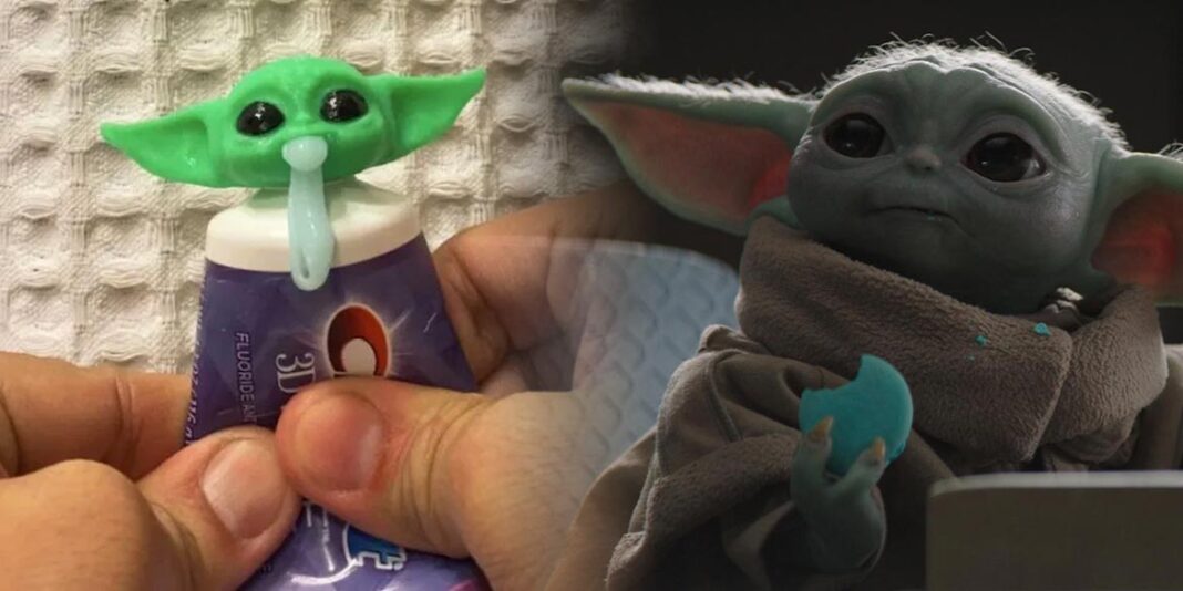 baby yoda vomita dentifricio