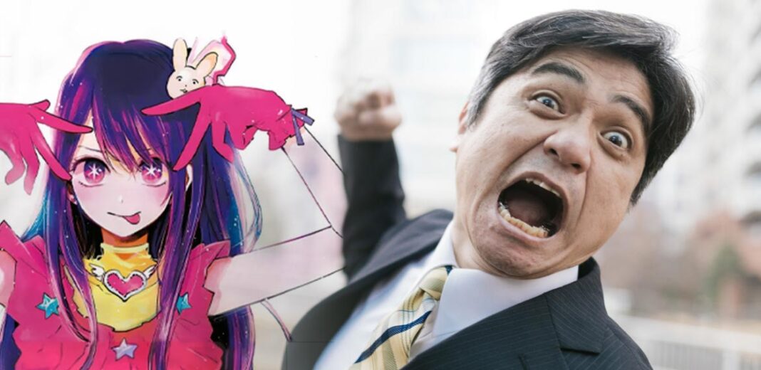 uomo picchia collega per spoiler su oshi no ko